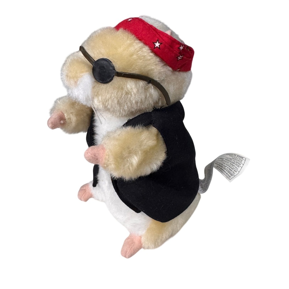 Gemmy Biker Hamster 'Born To Be Wild' Dancing Plush Red‎ Bandana Black Vest